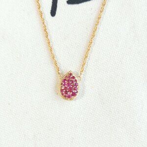 Julie Vos Necklace - Pavé Teardrop - Pink Tourmaline Gold
